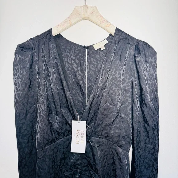 Torn by Ronny Kobo Astrid Ruched Zebra PrintSatin Jacquard NEW